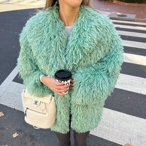 Free People Mint Teddy Jacket
